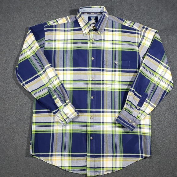Wrangler Other - Wrangler Twenty X Western Shirt Mens Medium Blue Plaid Long Sleeve Button Down